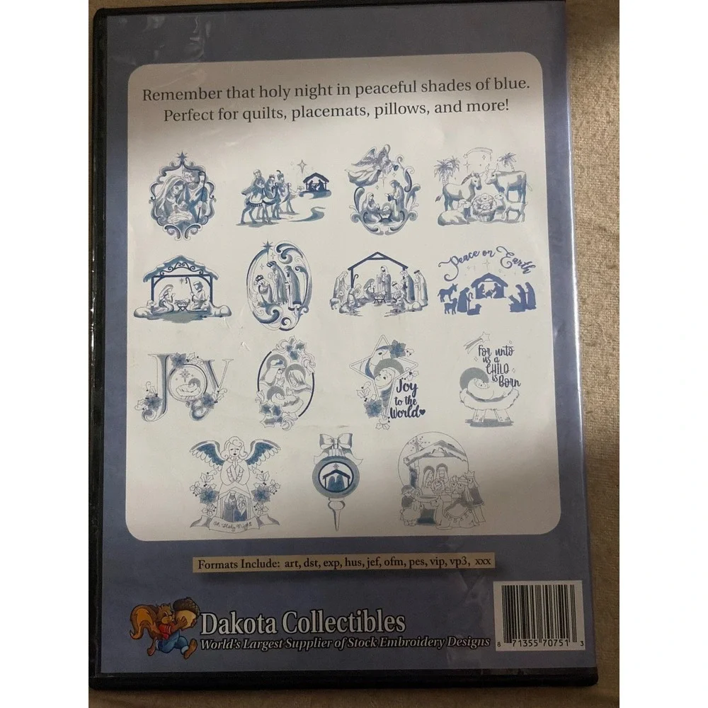 Dakota Collectibles Shades of Blue Nativity Embroidery Designs CD 15 Designs 5x7
